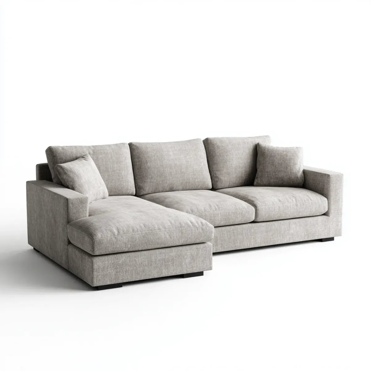 Sofa, 4 fotela poliestrowa szara sofa z lewym narożnikiem 285 x 165 x 88 cm