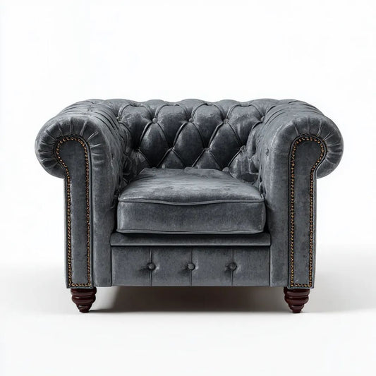Fotel, Wisiorek Chesterfield siodłowy siwowarski, 110 x 90 x 75 cm