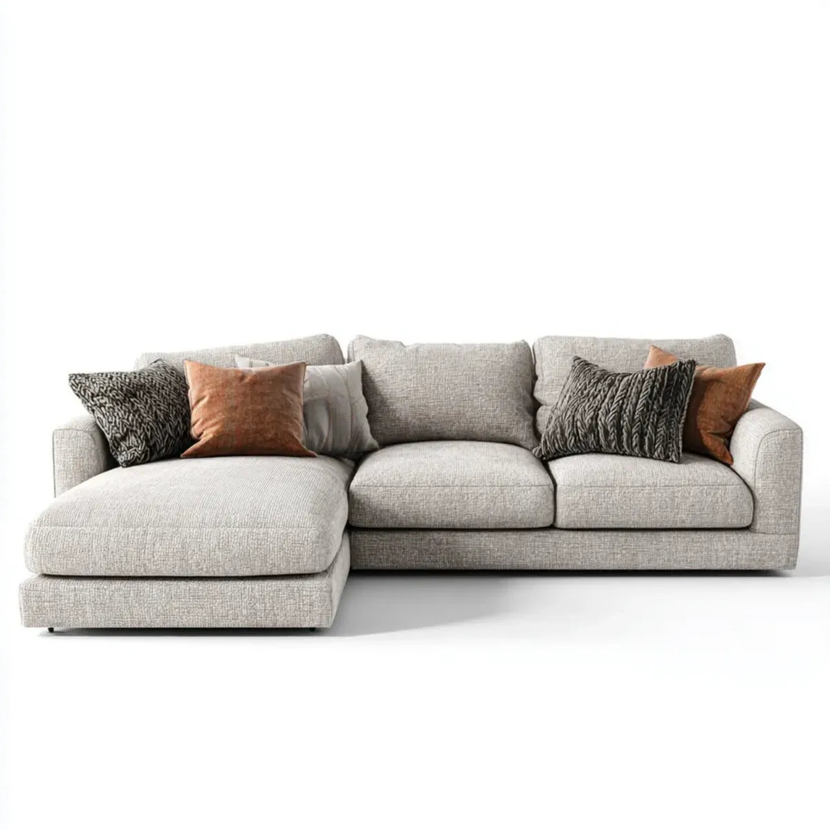 Sofa, Lewa kanapa narożna 4 jasnoszary poliester 280 x 160 x 85 cm