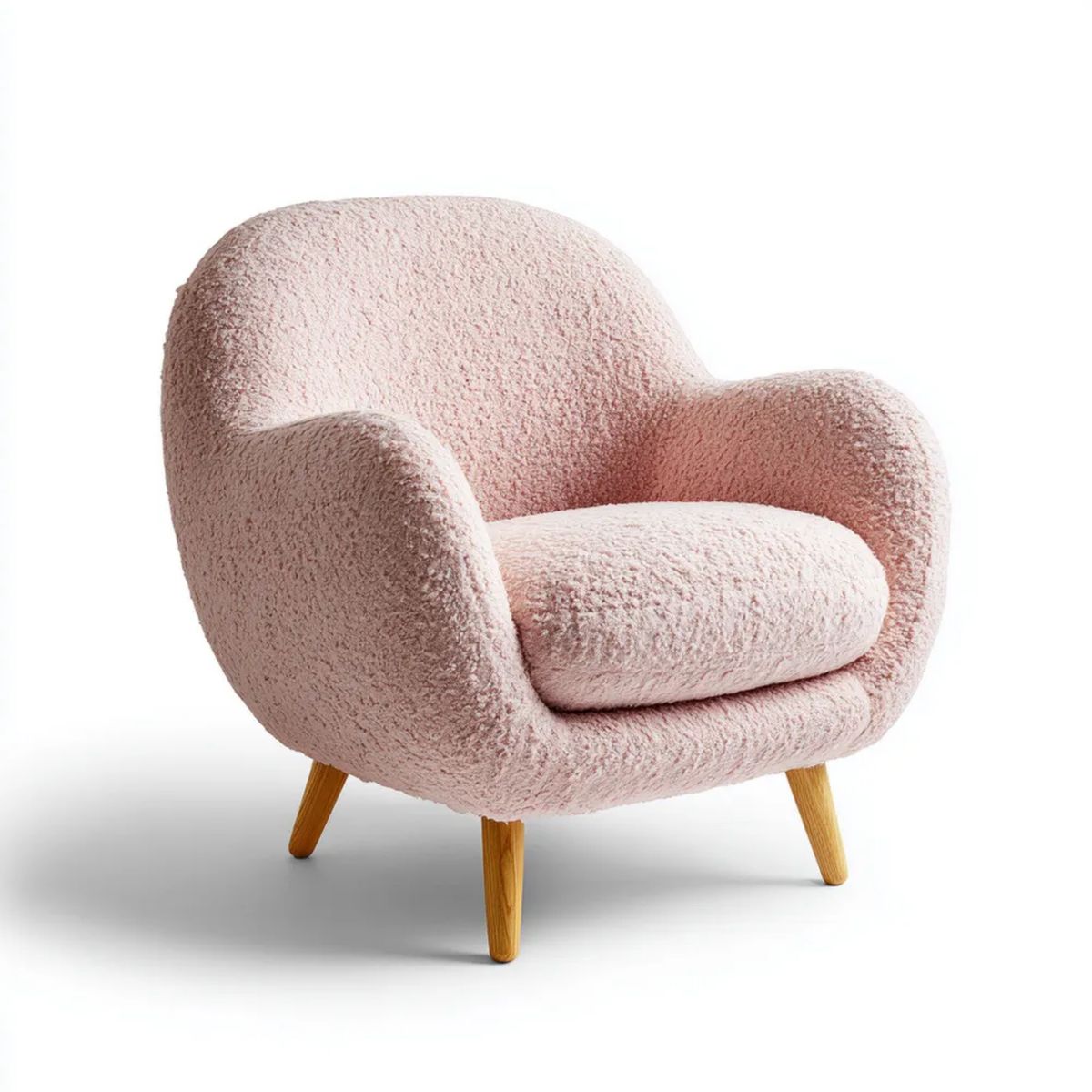 Fotel, Pink puder fotel w pudle z drewnianymi nóżkami, 83 x 78 x 82 cm