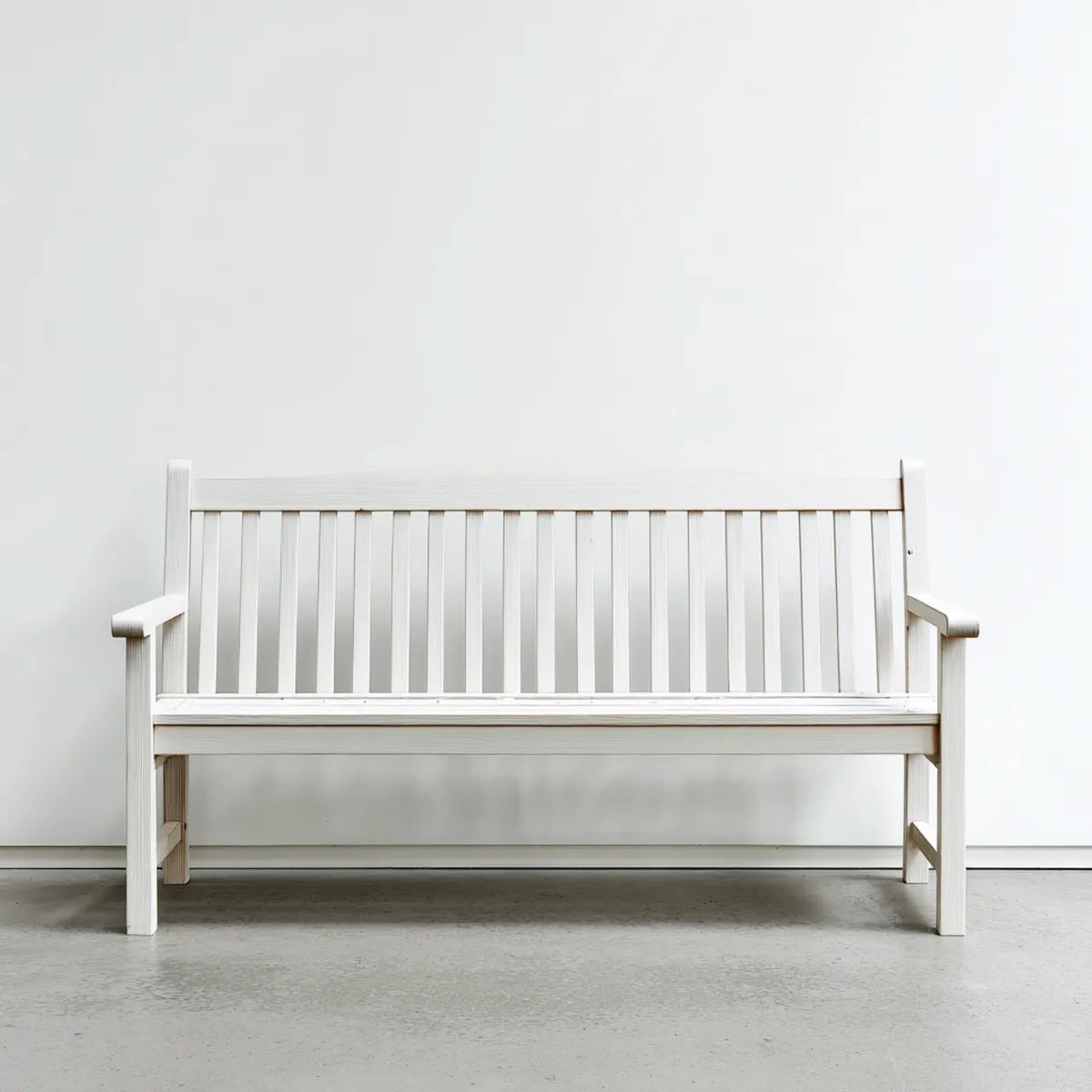 Ławka ogrodowa 3-osobowa biała 150 x 60 x 90 cm litego drewna prostokątnego