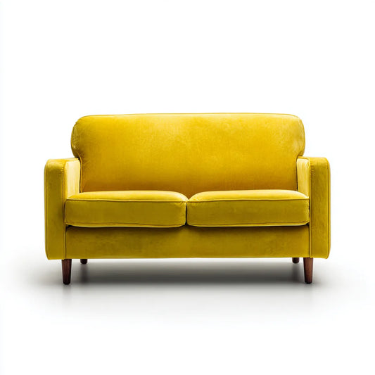 Sofa, 2 fotela żółta sofa musztardowa w prostokątnym poliestrowym aksamicie 145 x 82 x 86 cm